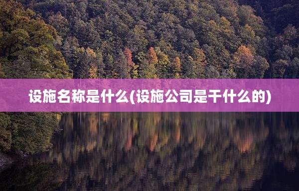 设施名称是什么(设施公司是干什么的)