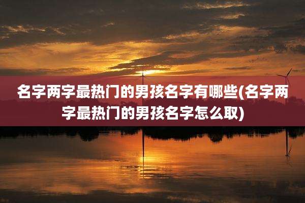 名字两字最热门的男孩名字有哪些(名字两字最热门的男孩名字怎么取)