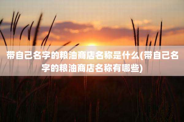 带自己名字的粮油商店名称是什么(带自己名字的粮油商店名称有哪些)