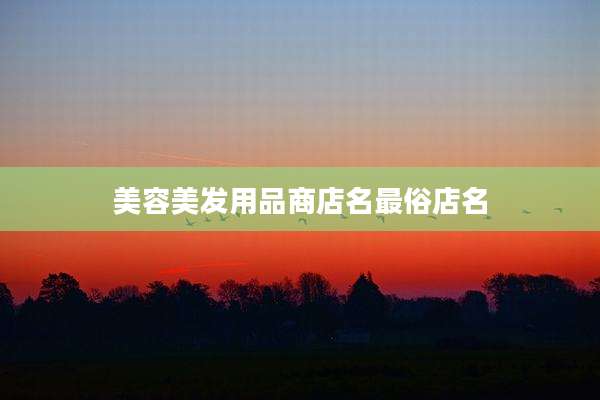 美容美发用品商店名最俗店名