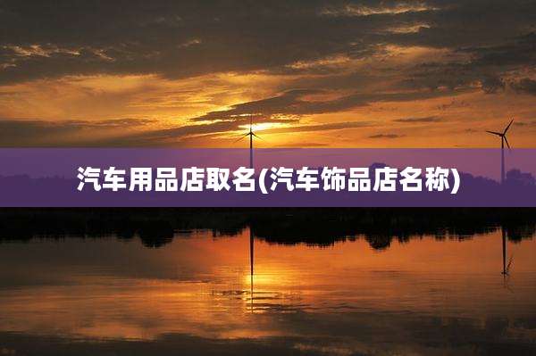 汽车用品店取名(汽车饰品店名称)