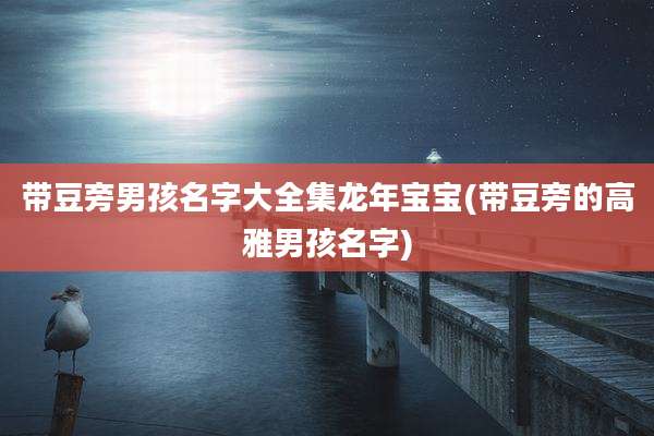 带豆旁男孩名字大全集龙年宝宝(带豆旁的高雅男孩名字)