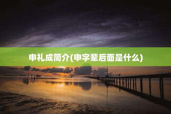 申礼成简介(申字辈后面是什么)