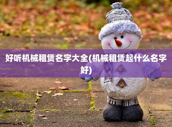 好听机械租赁名字大全(机械租赁起什么名字好)