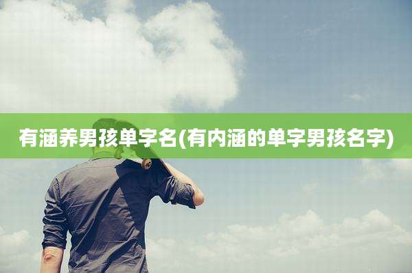 有涵养男孩单字名(有内涵的单字男孩名字)