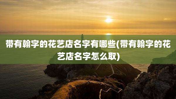 带有翰字的花艺店名字有哪些(带有翰字的花艺店名字怎么取)