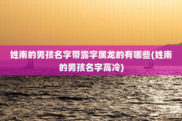 姓南的男孩名字带露字属龙的有哪些(姓南的男孩名字高冷)