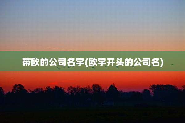 带欧的公司名字(欧字开头的公司名)