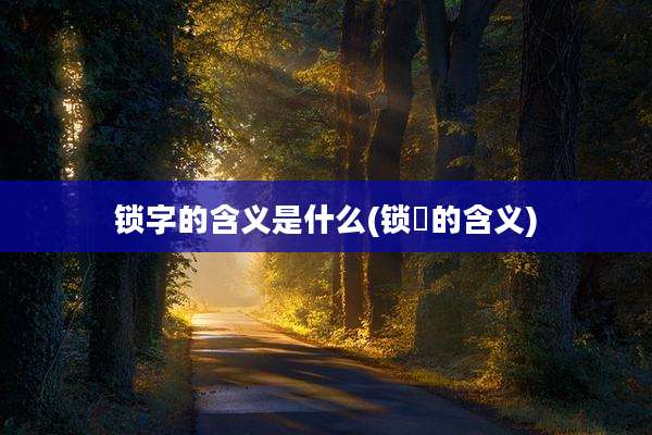 锁字的含义是什么(锁惢的含义)
