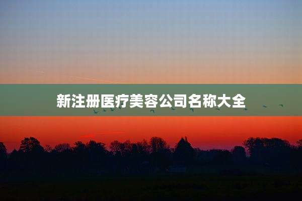 新注册医疗美容公司名称大全