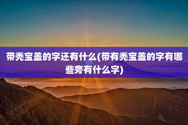带秃宝盖的字还有什么(带有秃宝盖的字有哪些旁有什么字)