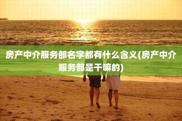 房产中介服务部名字都有什么含义(房产中介服务部是干嘛的)