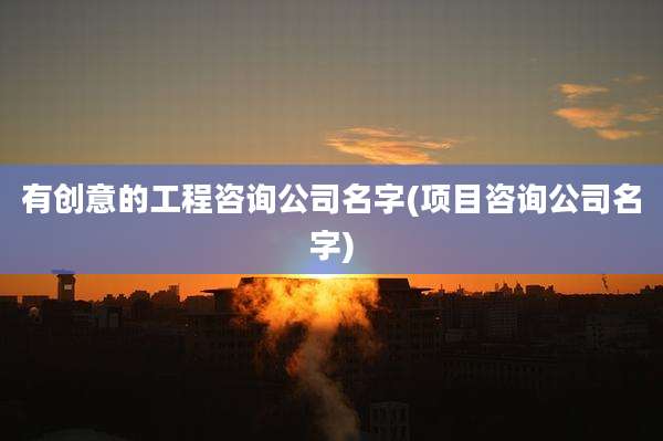 有创意的工程咨询公司名字(项目咨询公司名字)