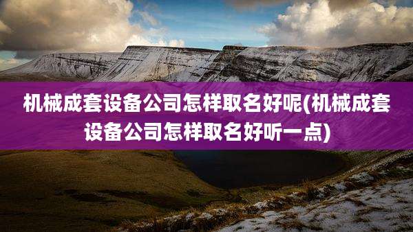 机械成套设备公司怎样取名好呢(机械成套设备公司怎样取名好听一点)
