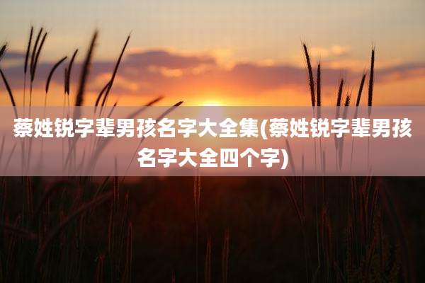 蔡姓锐字辈男孩名字大全集(蔡姓锐字辈男孩名字大全四个字)