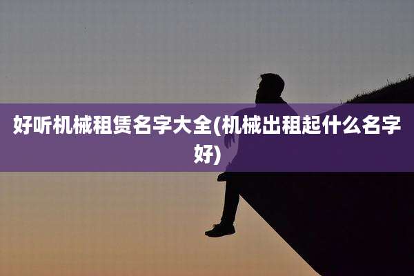 好听机械租赁名字大全(机械出租起什么名字好)