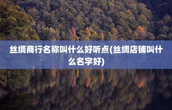 丝绸商行名称叫什么好听点(丝绸店铺叫什么名字好)