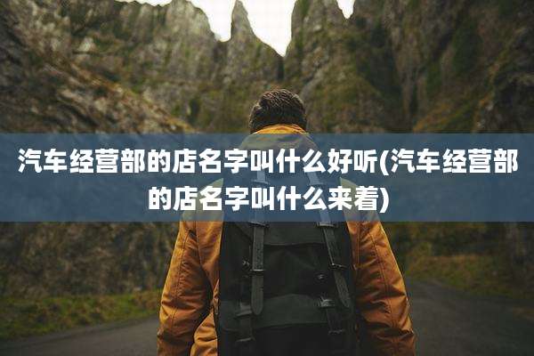 汽车经营部的店名字叫什么好听(汽车经营部的店名字叫什么来着)