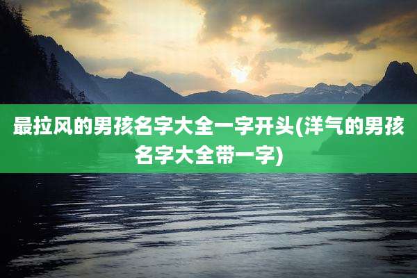 最拉风的男孩名字大全一字开头(洋气的男孩名字大全带一字)