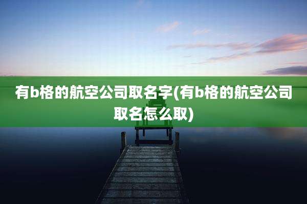 有b格的航空公司取名字(有b格的航空公司取名怎么取)