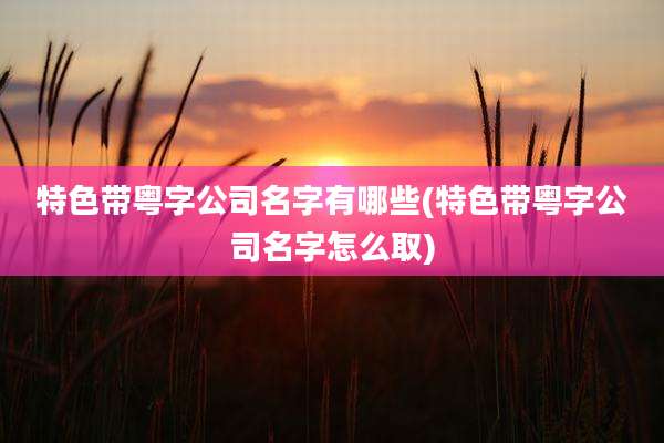 特色带粤字公司名字有哪些(特色带粤字公司名字怎么取)