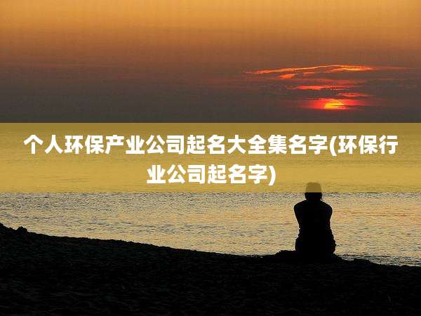 个人环保产业公司起名大全集名字(环保行业公司起名字)