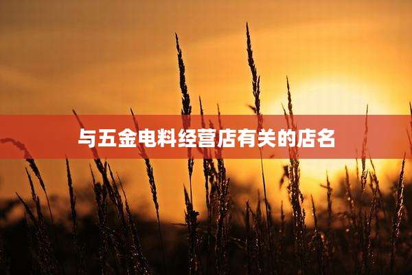 与五金电料经营店有关的店名