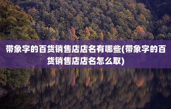 带象字的百货销售店店名有哪些(带象字的百货销售店店名怎么取)