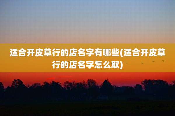 适合开皮草行的店名字有哪些(适合开皮草行的店名字怎么取)