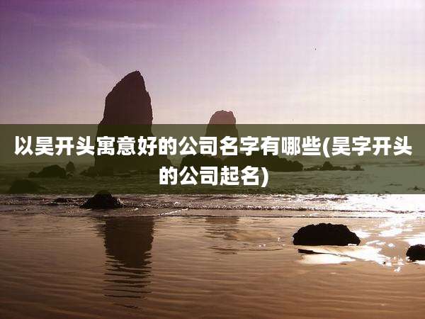 以昊开头寓意好的公司名字有哪些(昊字开头的公司起名)