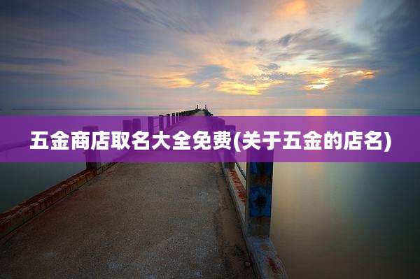 五金商店取名大全免费(关于五金的店名)
