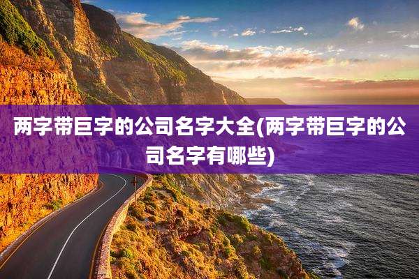 两字带巨字的公司名字大全(两字带巨字的公司名字有哪些)