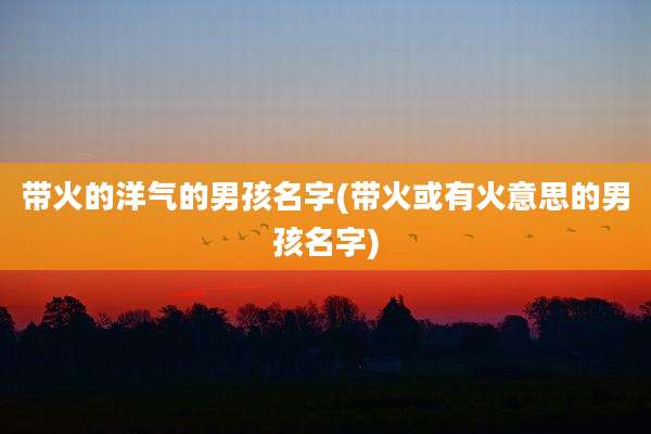 带火的洋气的男孩名字(带火或有火意思的男孩名字)