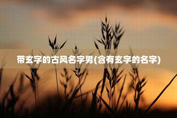 带玄字的古风名字男(含有玄字的名字)