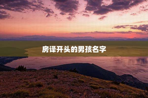 房译开头的男孩名字