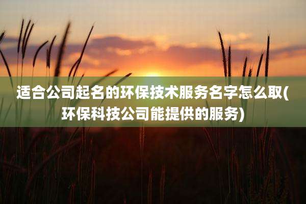 适合公司起名的环保技术服务名字怎么取(环保科技公司能提供的服务)