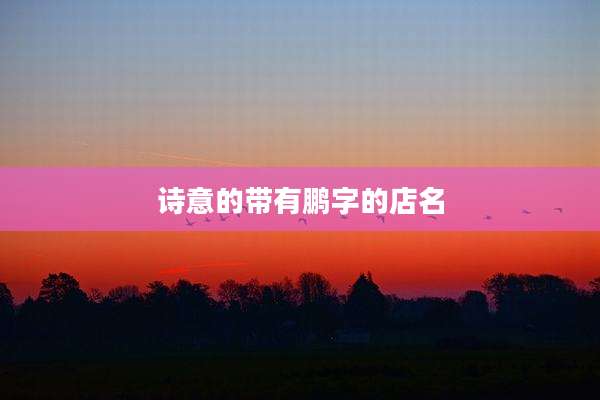 诗意的带有鹏字的店名