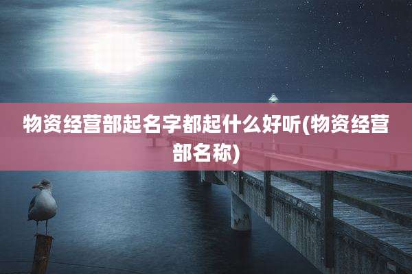 物资经营部起名字都起什么好听(物资经营部名称)