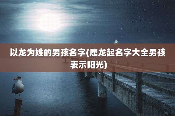 以龙为姓的男孩名字(属龙起名字大全男孩 表示阳光)