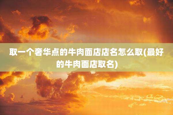 取一个奢华点的牛肉面店店名怎么取(最好的牛肉面店取名)