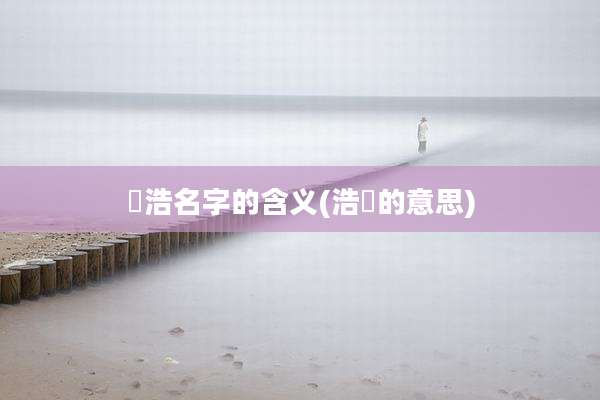 珺浩名字的含义(浩珺的意思)