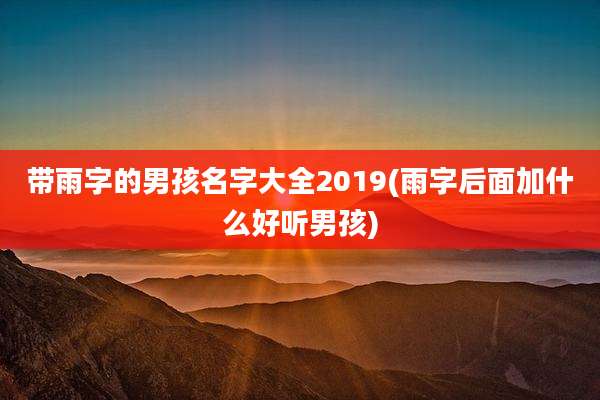 带雨字的男孩名字大全2019(雨字后面加什么好听男孩)