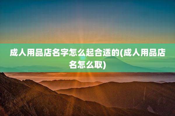 成人用品店名字怎么起合适的(成人用品店名怎么取)