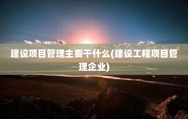 建设项目管理主要干什么(建设工程项目管理企业)