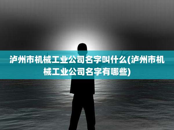 泸州市机械工业公司名字叫什么(泸州市机械工业公司名字有哪些)