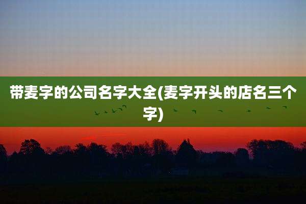 带麦字的公司名字大全(麦字开头的店名三个字)