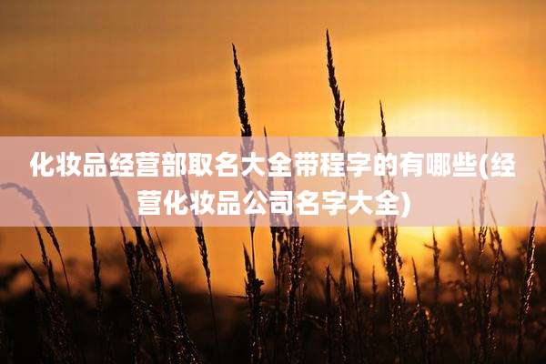 化妆品经营部取名大全带程字的有哪些(经营化妆品公司名字大全)