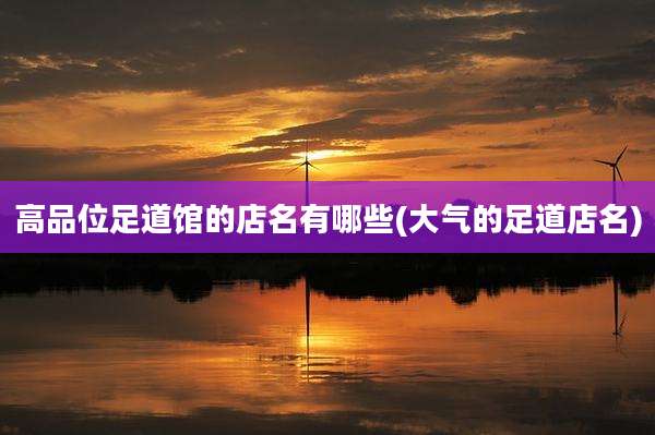 高品位足道馆的店名有哪些(大气的足道店名)