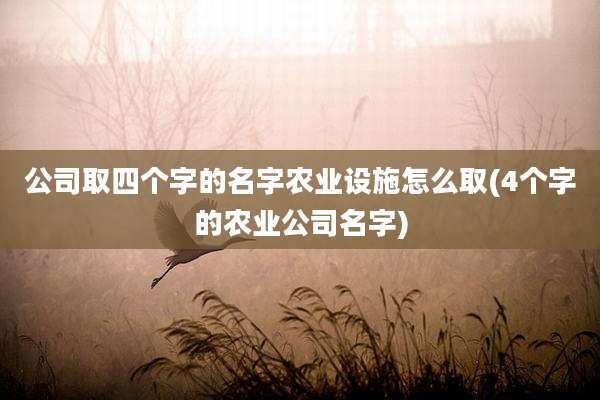 公司取四个字的名字农业设施怎么取(4个字的农业公司名字)