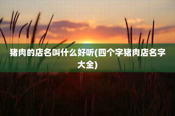 猪肉的店名叫什么好听(四个字猪肉店名字大全)